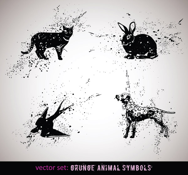 animals creatures icons black white grunge ink sketch