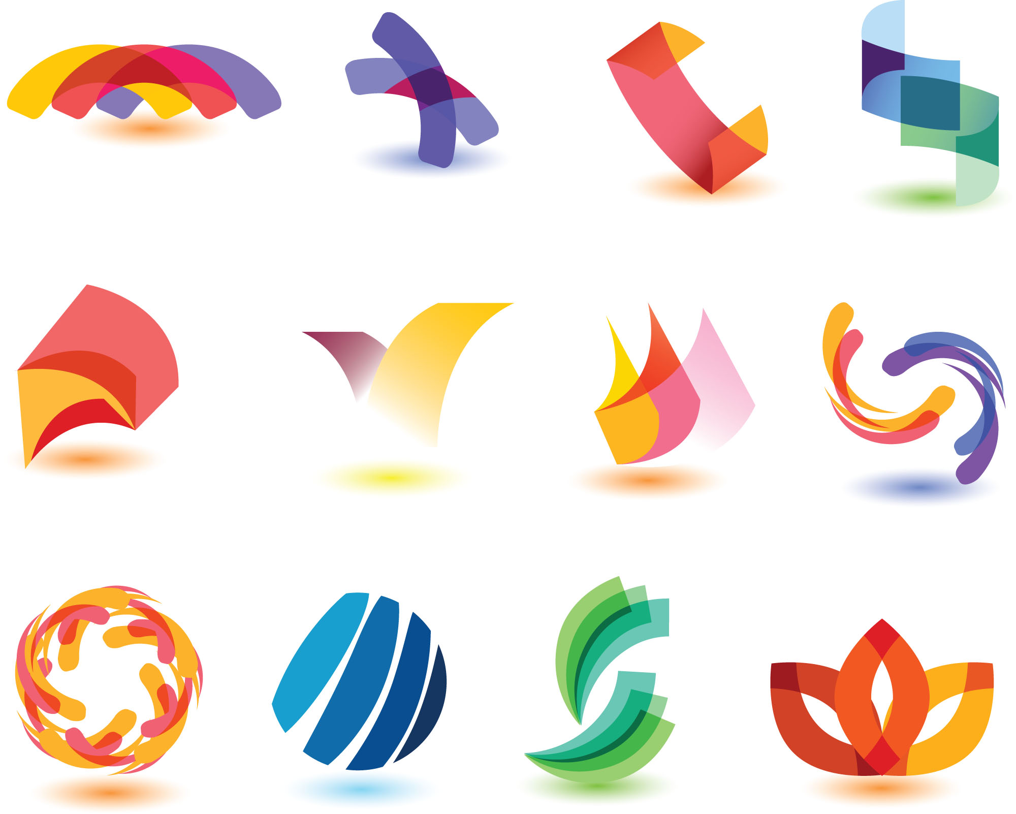 decorative elements icons modern colorful dynamic 3d shapes