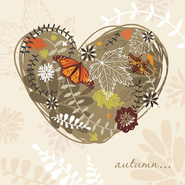 autumn background template elegant classical handdrawn nature elements