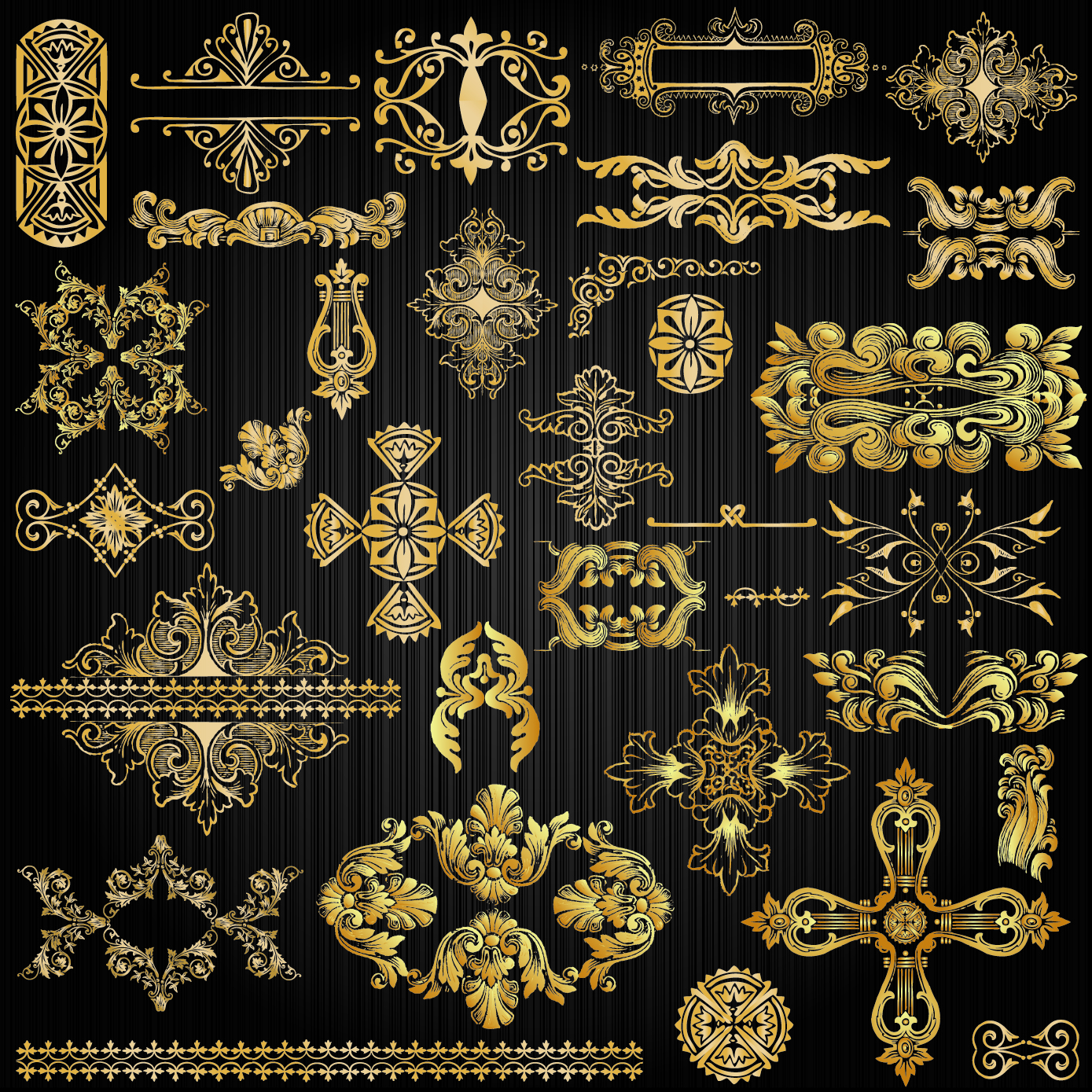 decorative elements elegant golden classical european symmetry shapes