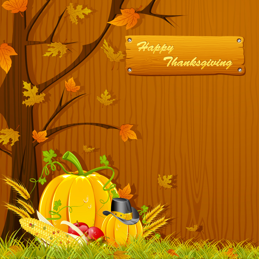 thanksgiving banner template tree agricultural elements sketch