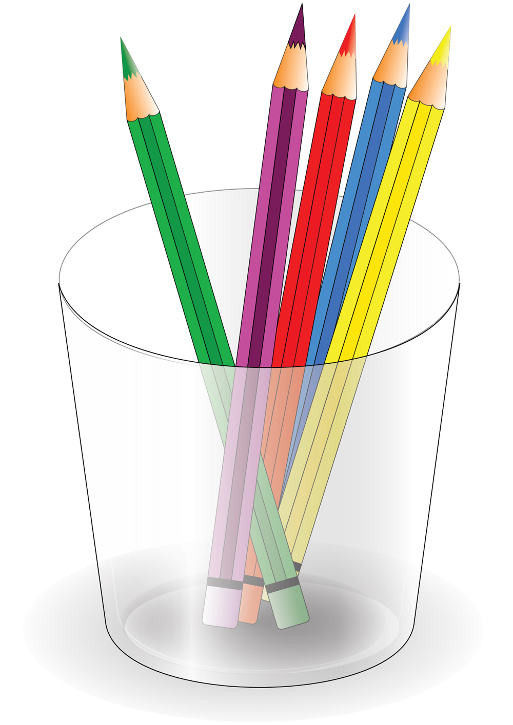 education background colorful pencils glass sketch 3d design