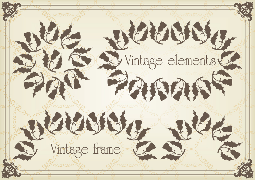 decorative elements templates elegant classical leaves sketch