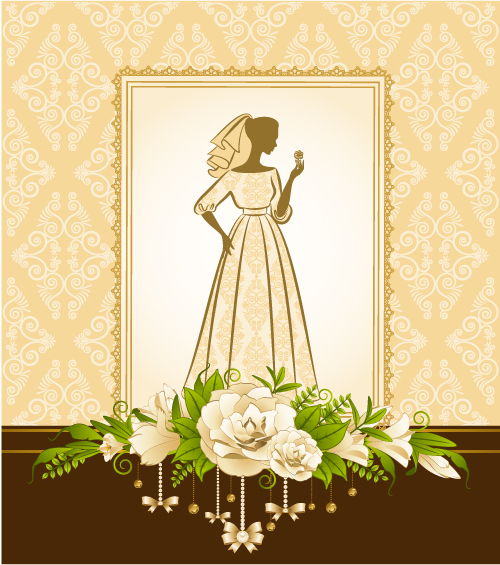 bridal background template silhouette sketch elegant classic floral