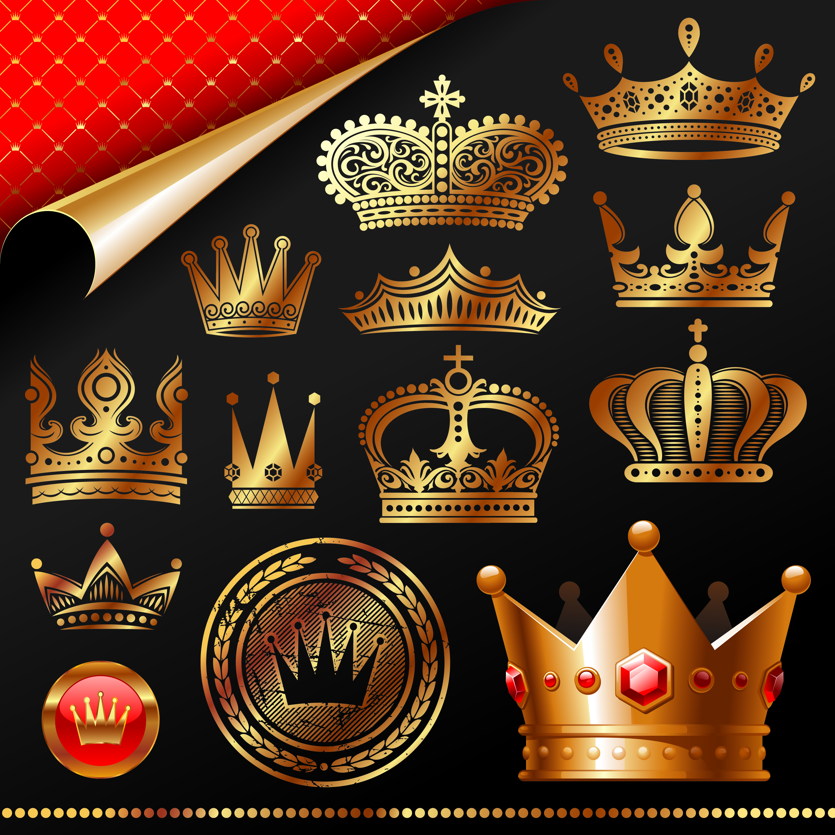 crown design elements elegant 3d flat sketch