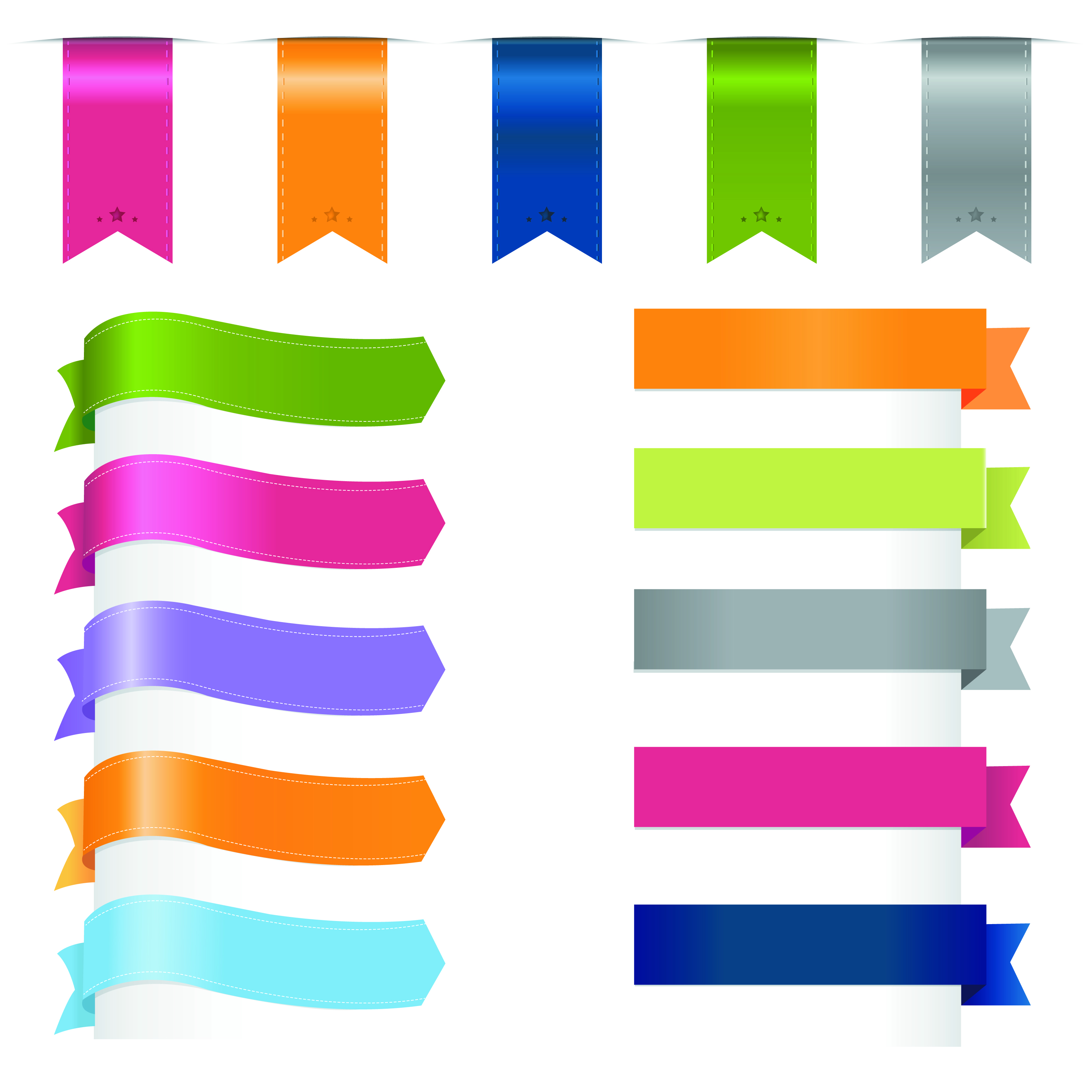 decorative labels stickers templates shiny 3d ribbon shapes