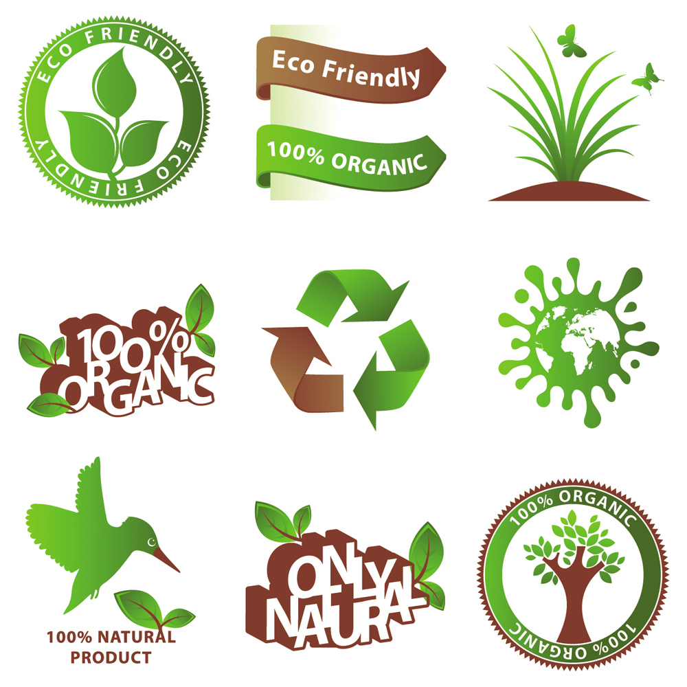 ecology icons templates green brown environment elements decor