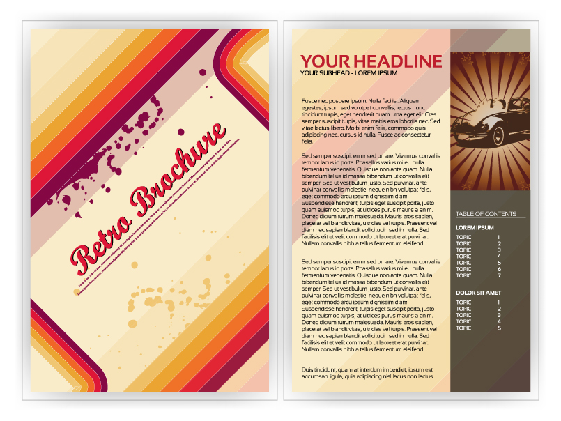 brochure template retro grunge decor