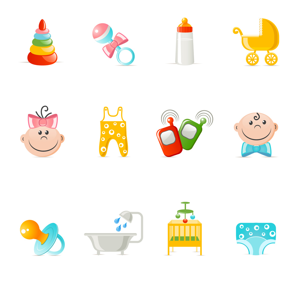 baby design elements colorful toys objects symbols sketch