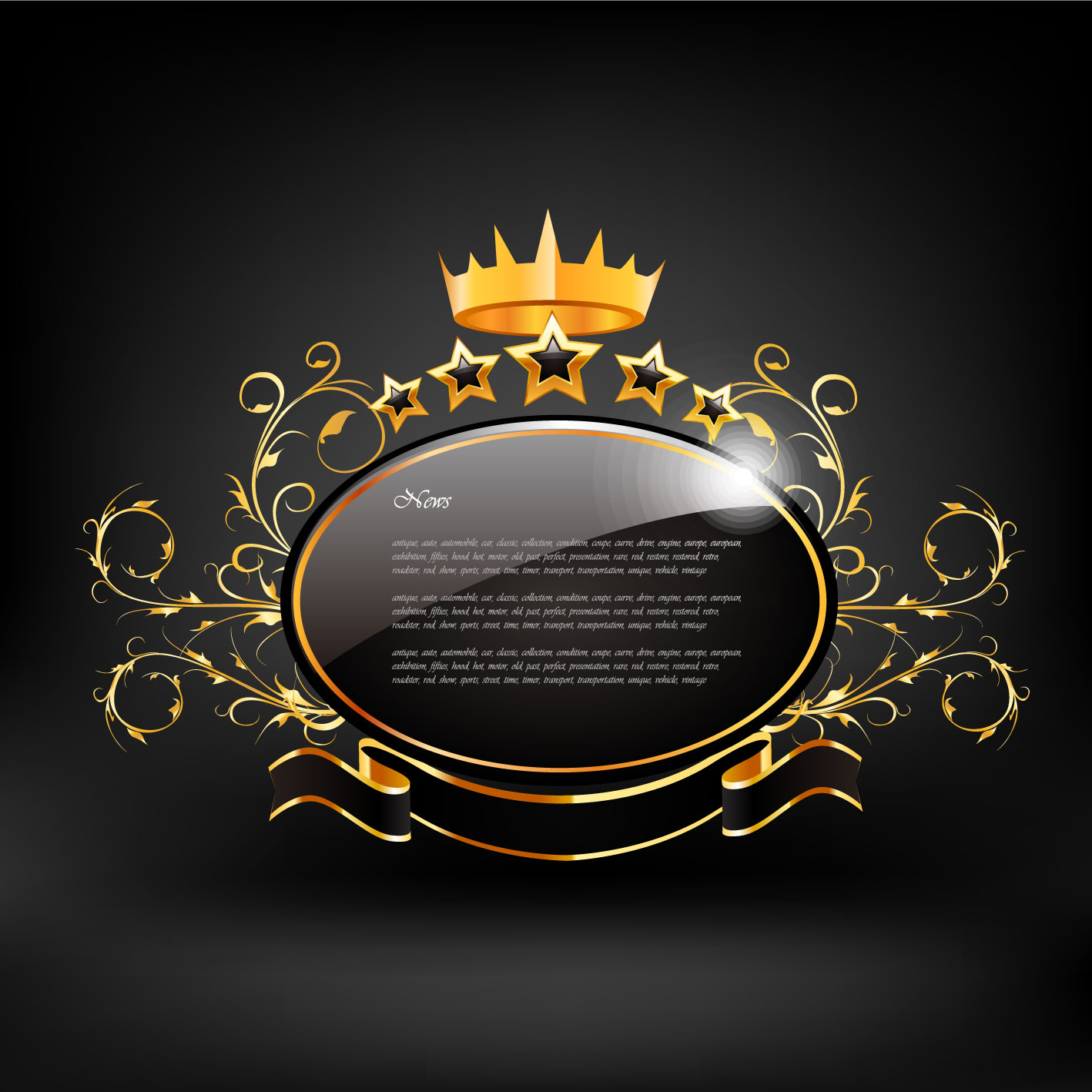 decorative background luxury shiny dark golden crown symmetry