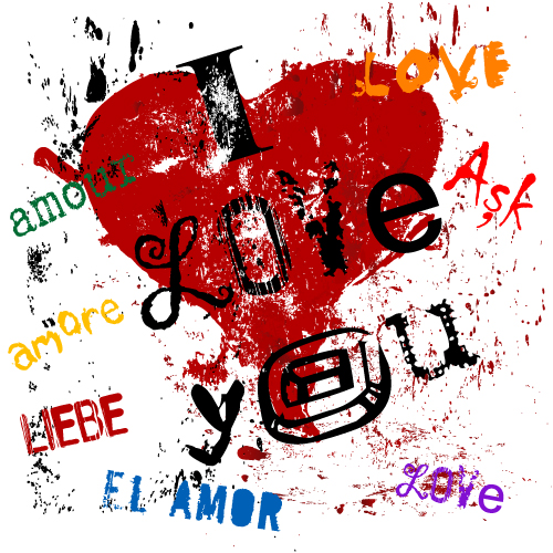 romance background template grunge texts heart decor