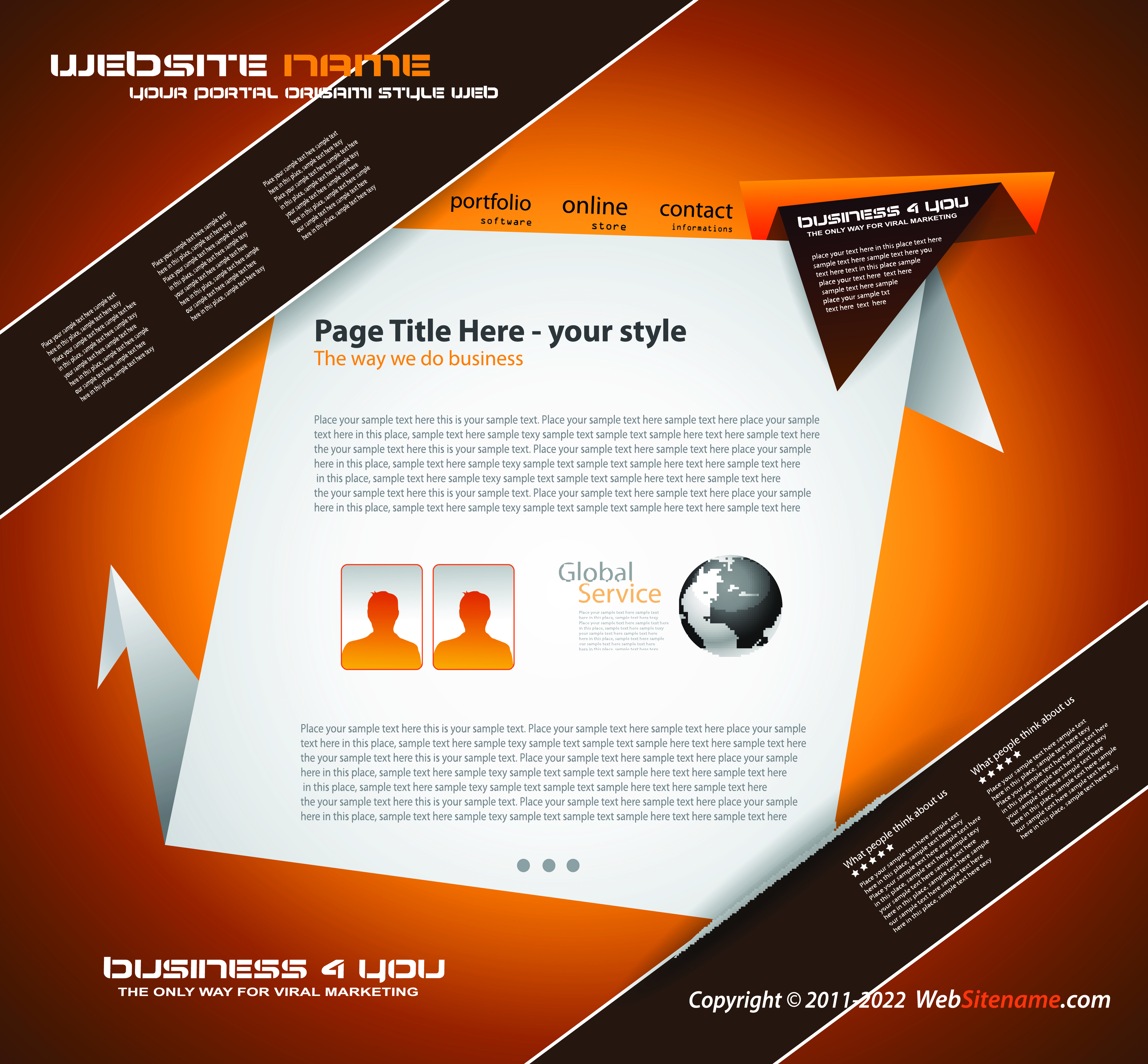 webpage template modern elegant origami 3d sketch