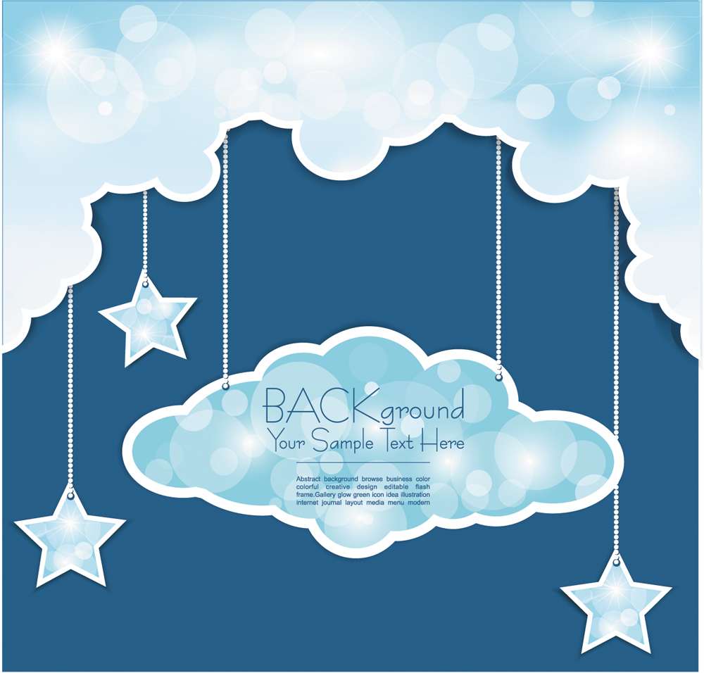 card cover template paper cut star cloud sketch