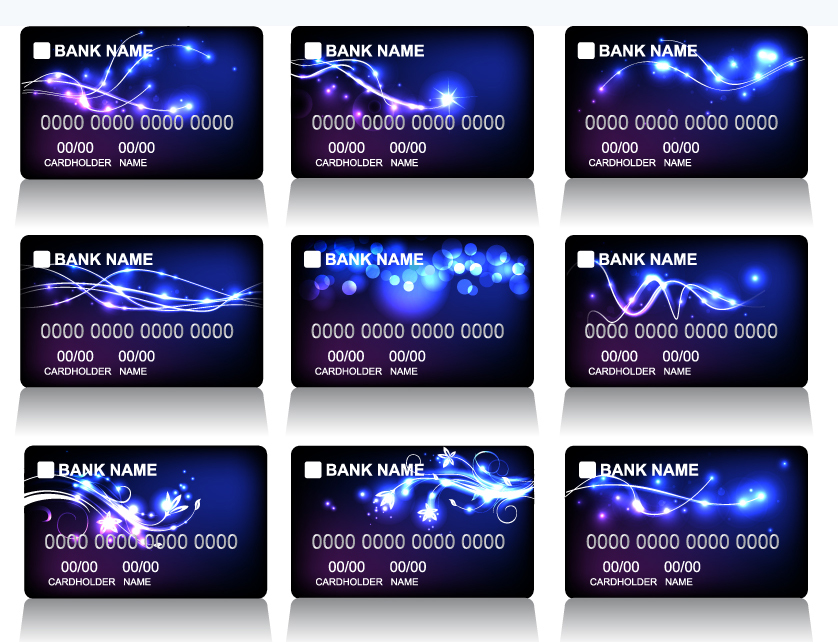 bank card template dynamic sparkling light elegant dark