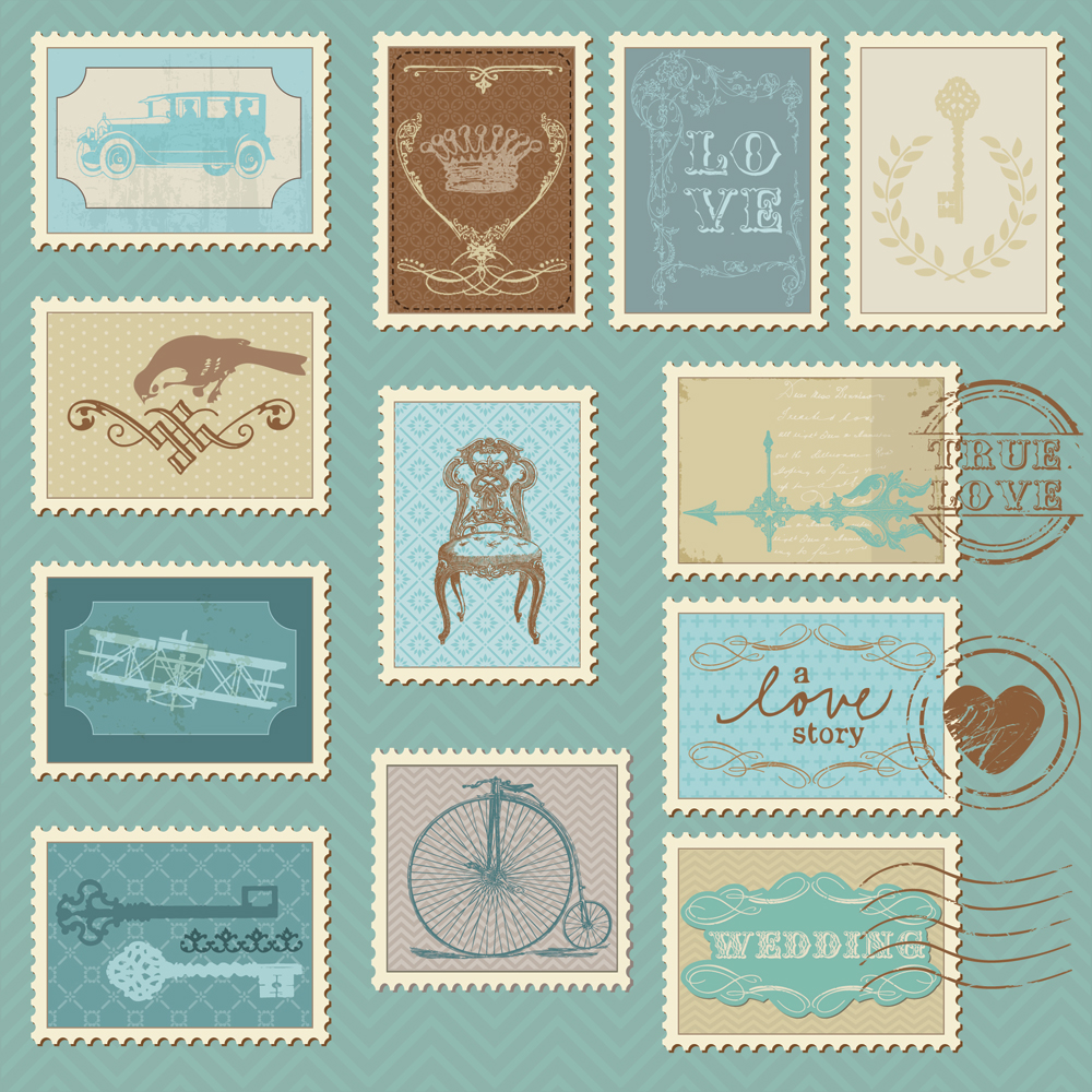 stamps templates collection retro design