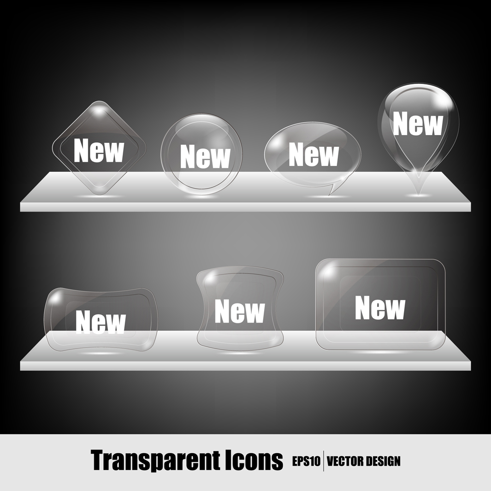 sale tags templates modern transparent crystal shapes