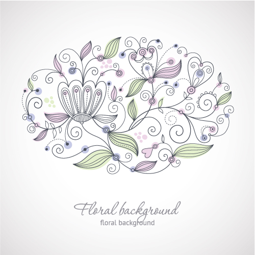 floral background template elegant flat handdrawn classic