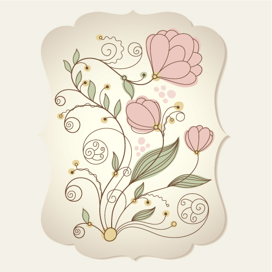 botanical pattern template colored classical flat handdrawn