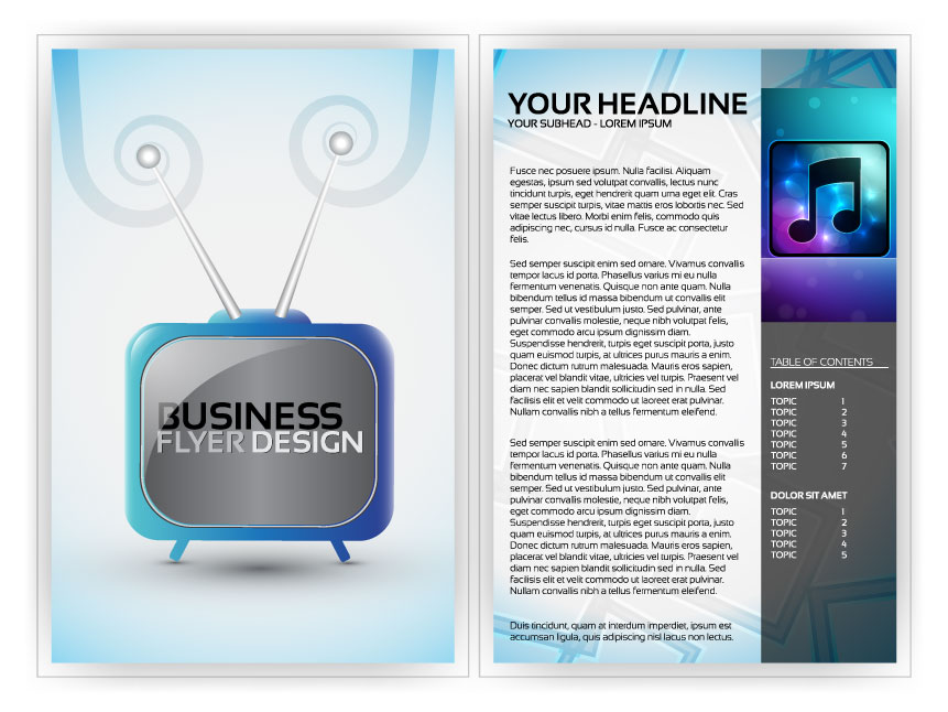 corporate flyer templates music television sketch shiny modern