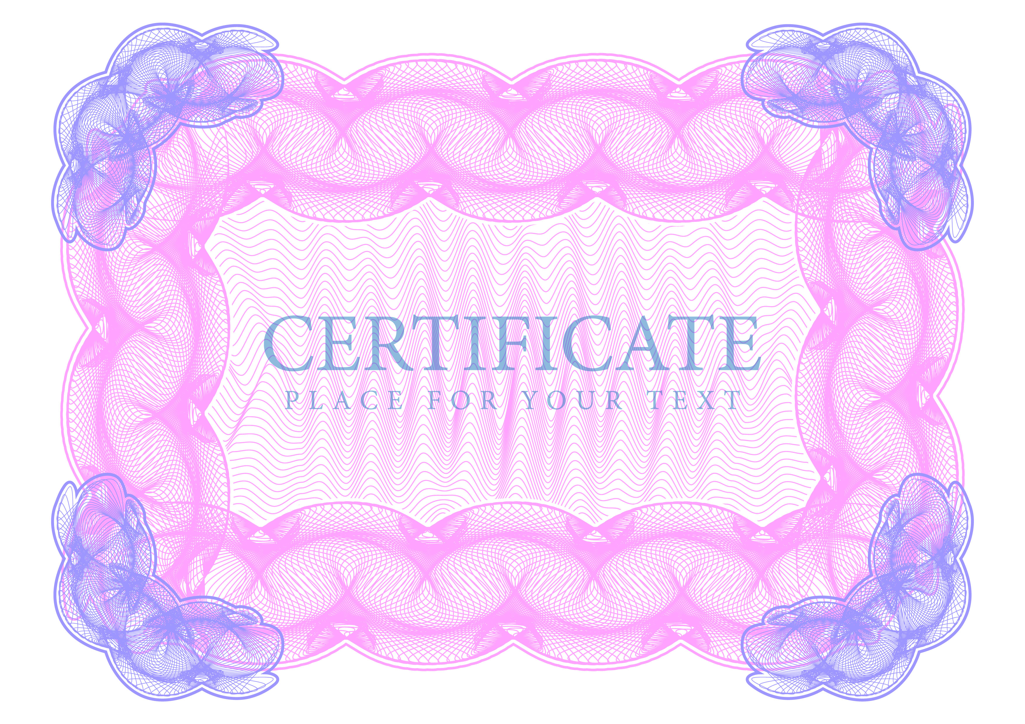 certificate frame template symmetric design seamless curves ornament