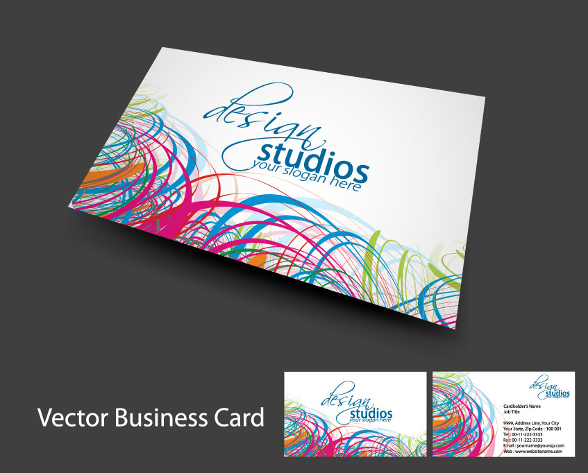 studio business card template colorful messy swirled lines