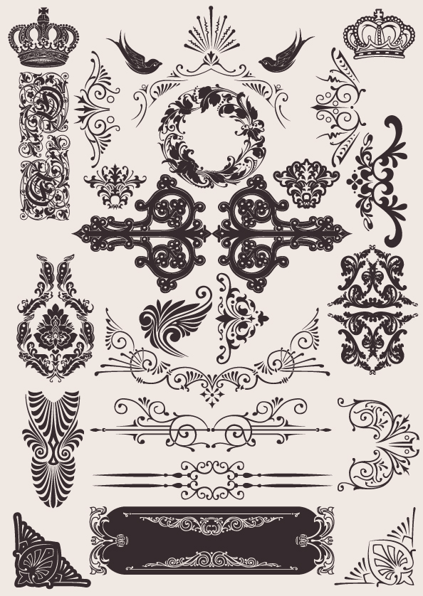 decorative elements templates classical luxury royal symmetry shapes