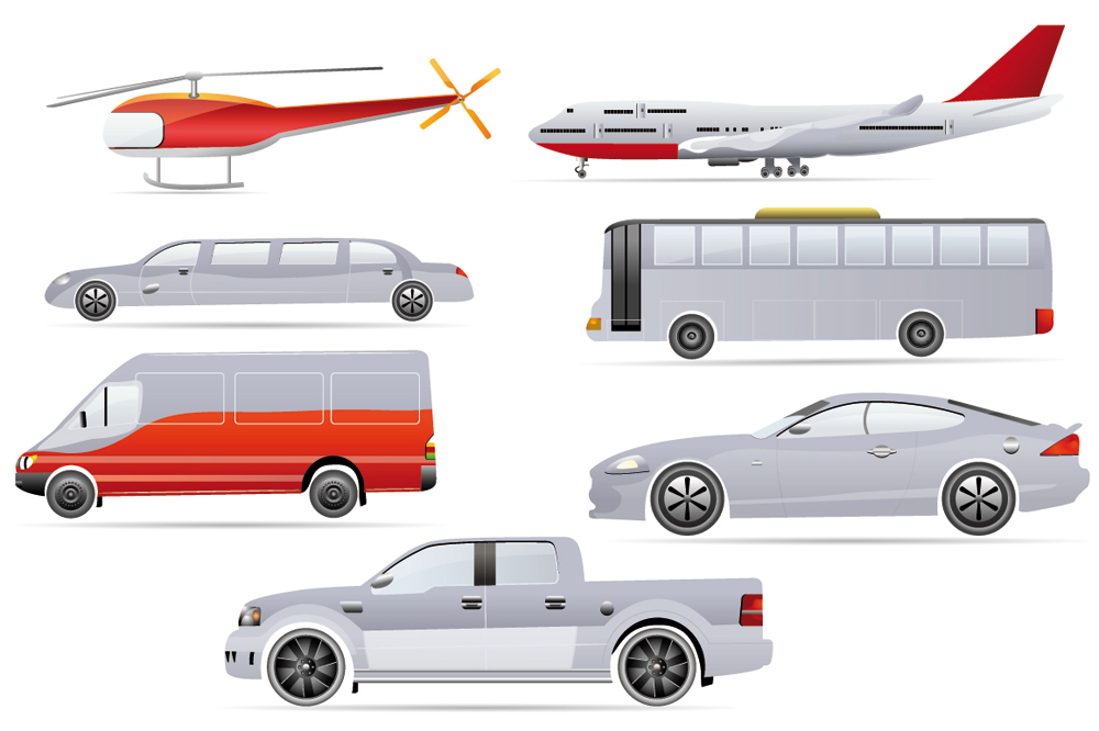 vehicles icons modern flat sketch