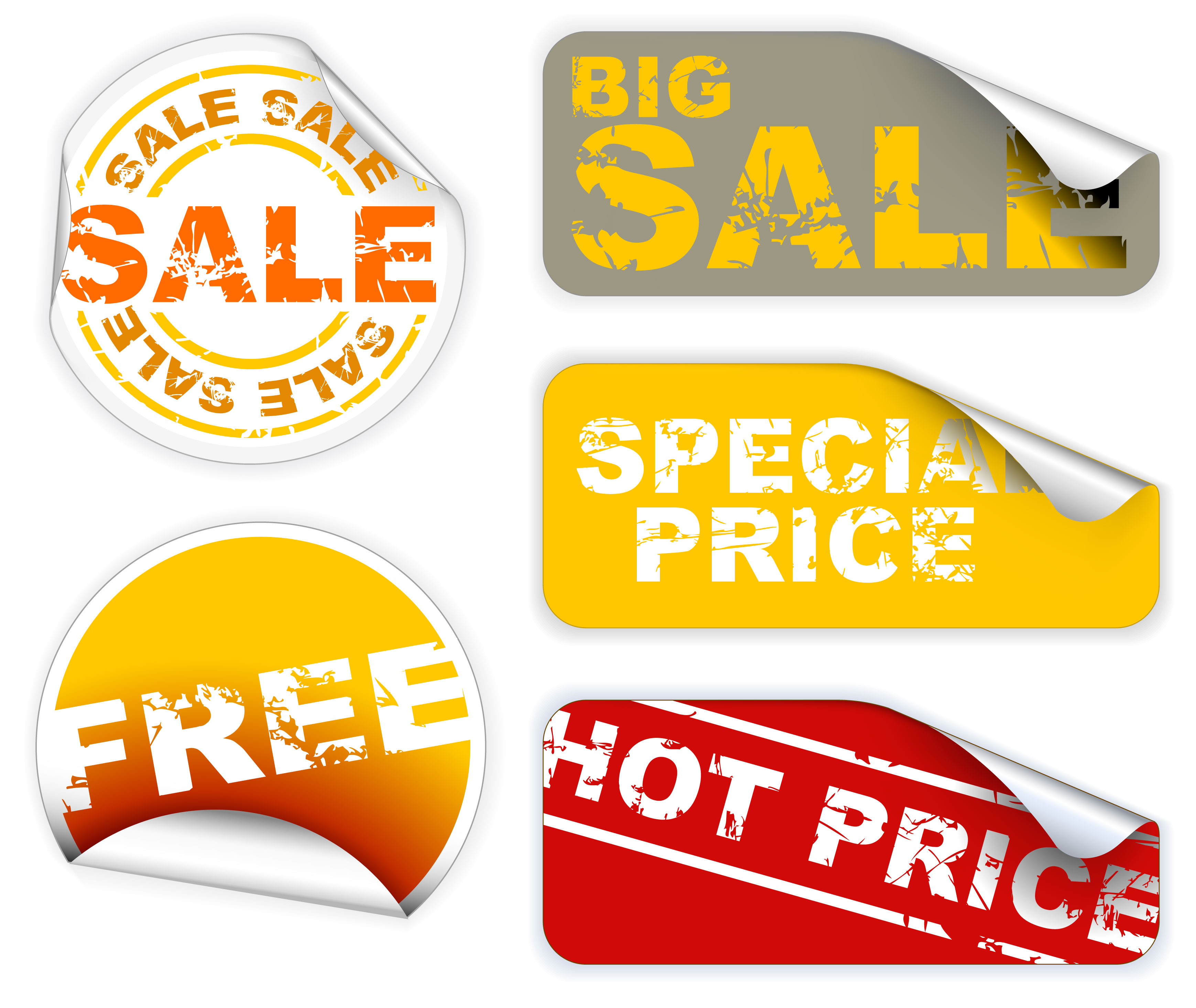 sale labels templates grunge old curled up shape