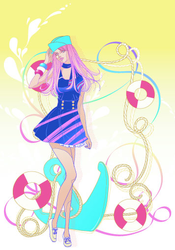 fashion background attractive girl sketch colorful dynamic decor