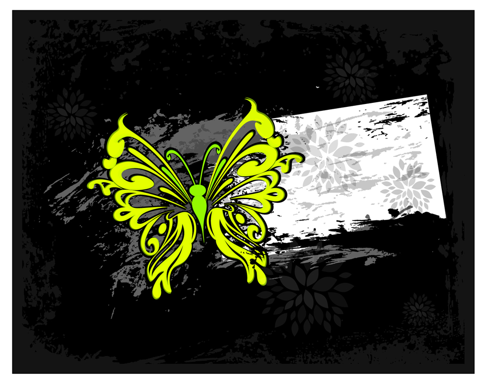 decorative background template butterfly sketch dark grunge design