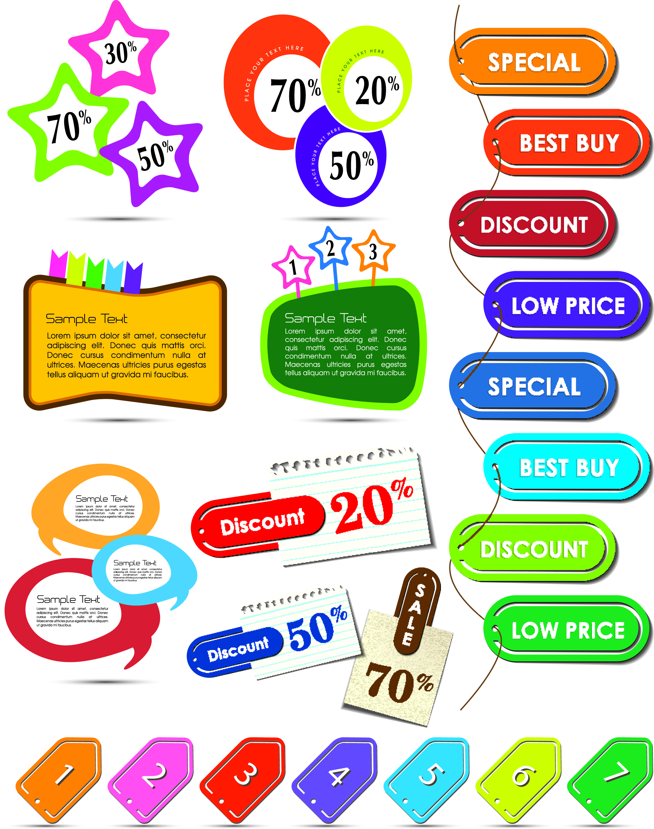 sales tags templates colorful modern shapes