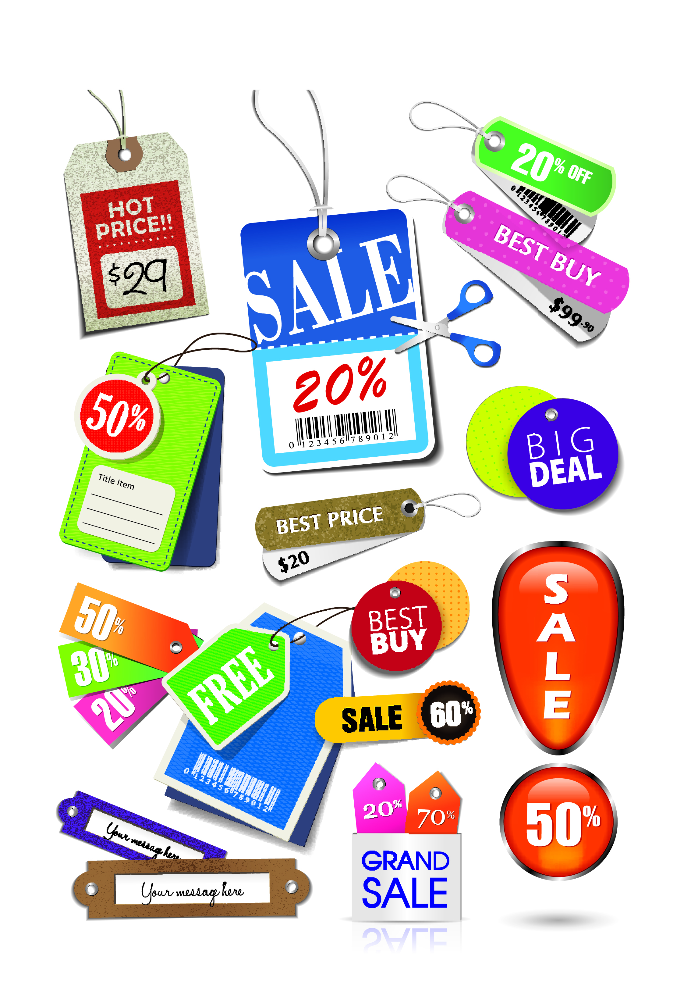 sales tags templates modern colorful shapes sketch