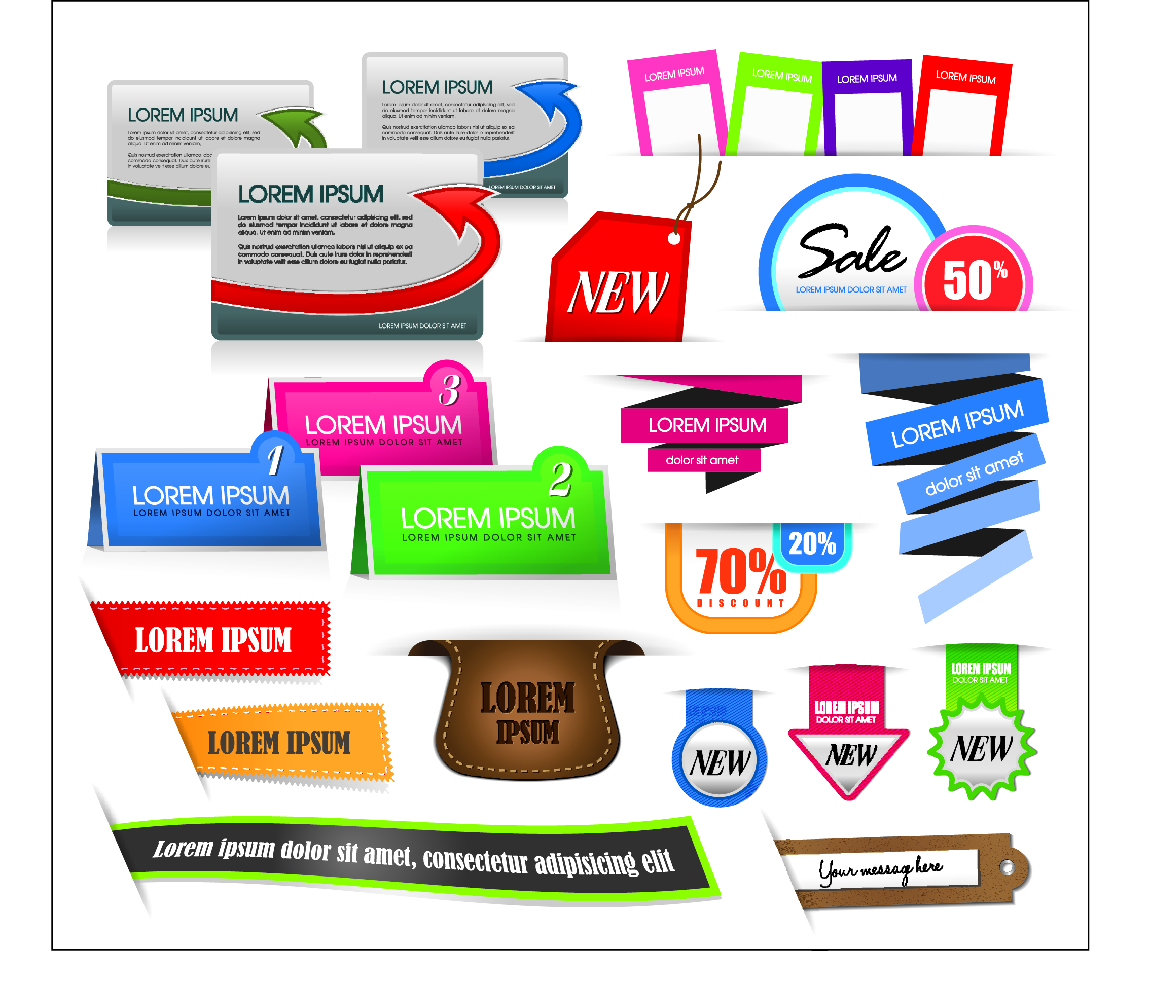 sales tags templates colorful modern shapes design