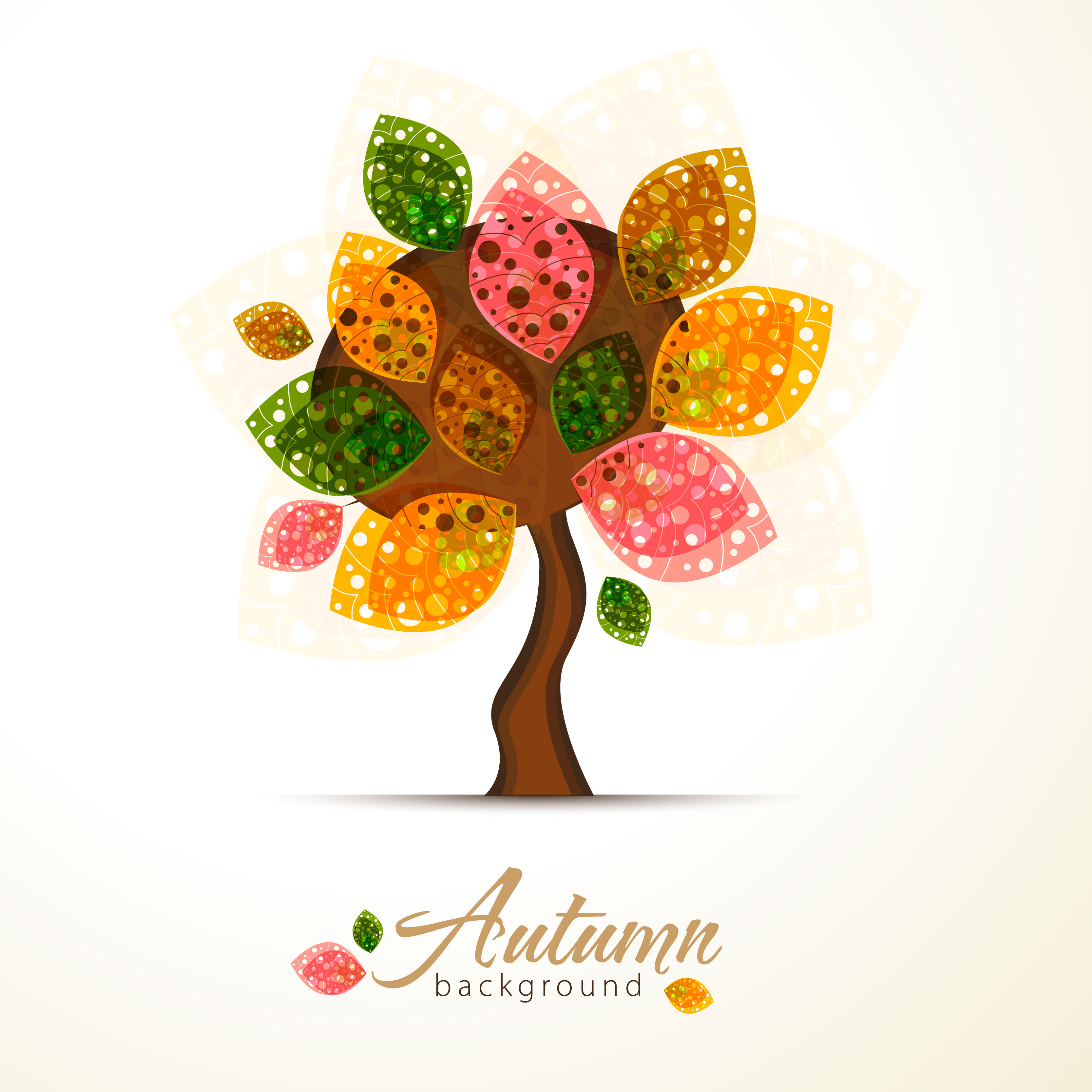 autumn background tree sketch colorful flat blurred design