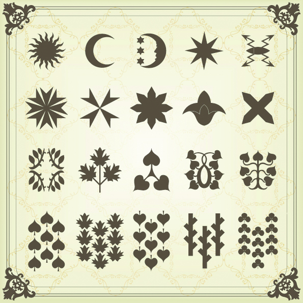 document decorative elements flat classical retro symbols shapes