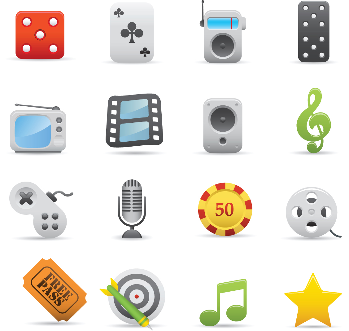 entertainment application icons modern colored flat symbols sketch