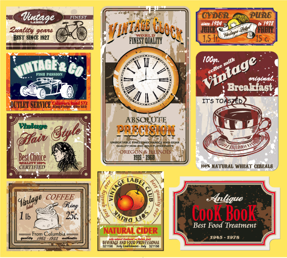 vintage labels templates colorful old grunge decor