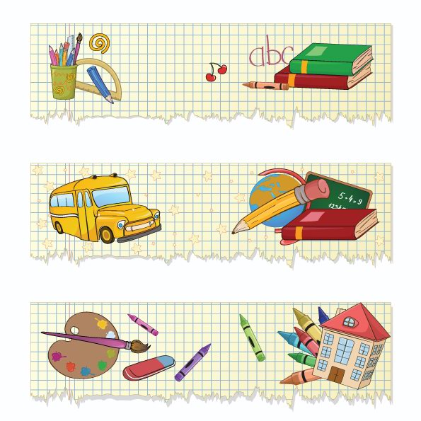 educational background templates colorful handdrawn objects sketch