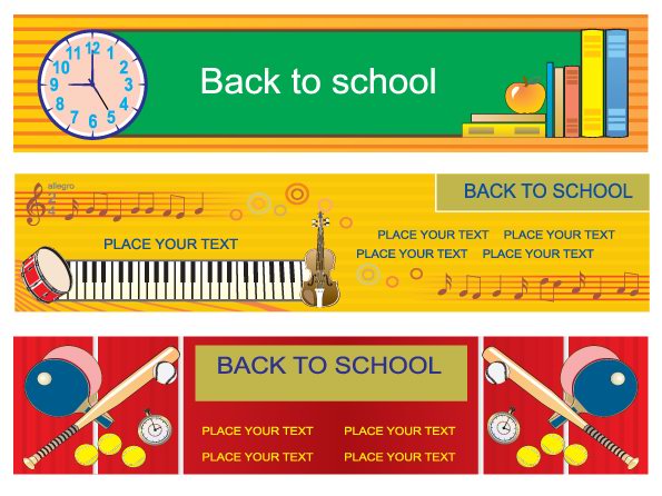 back to school banners colorful flat horizontal design