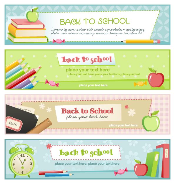 back to school banners bright colorful education elements