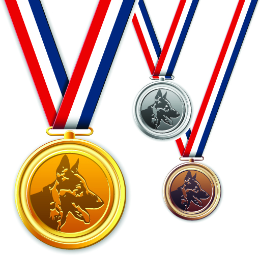 medal template dog icon sketch colored modern design