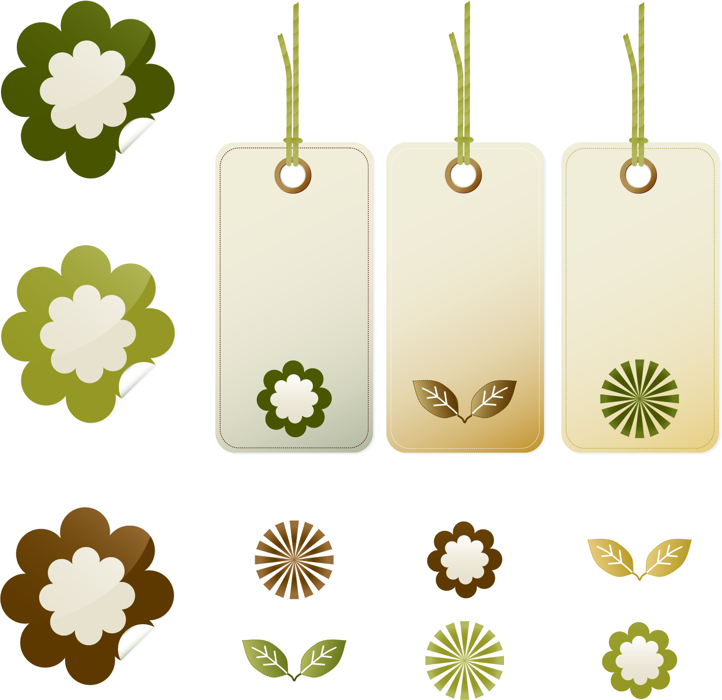 decorative hang tags templates elegant flora leaves decor