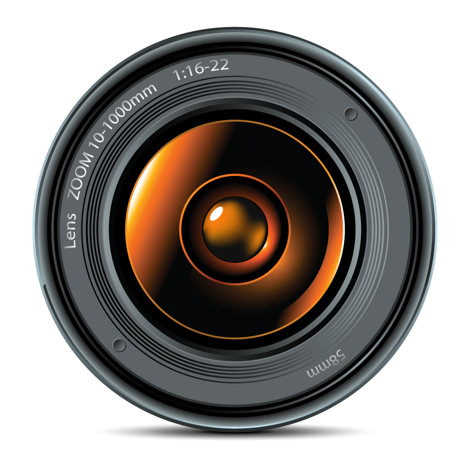 camera lens icon closeup realistic sketch modern design