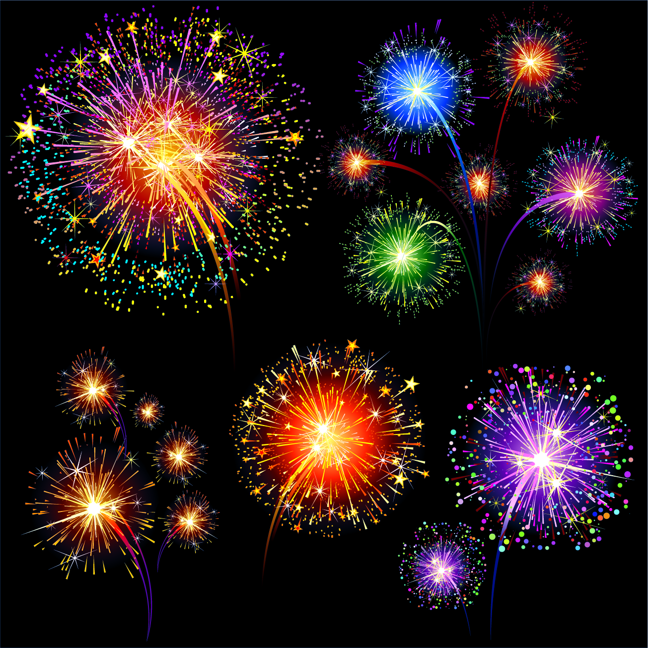 fireworks background template colorful dynamic twinkling design