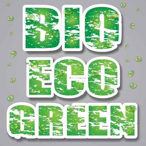 ecological label template grunge green texts paper cut