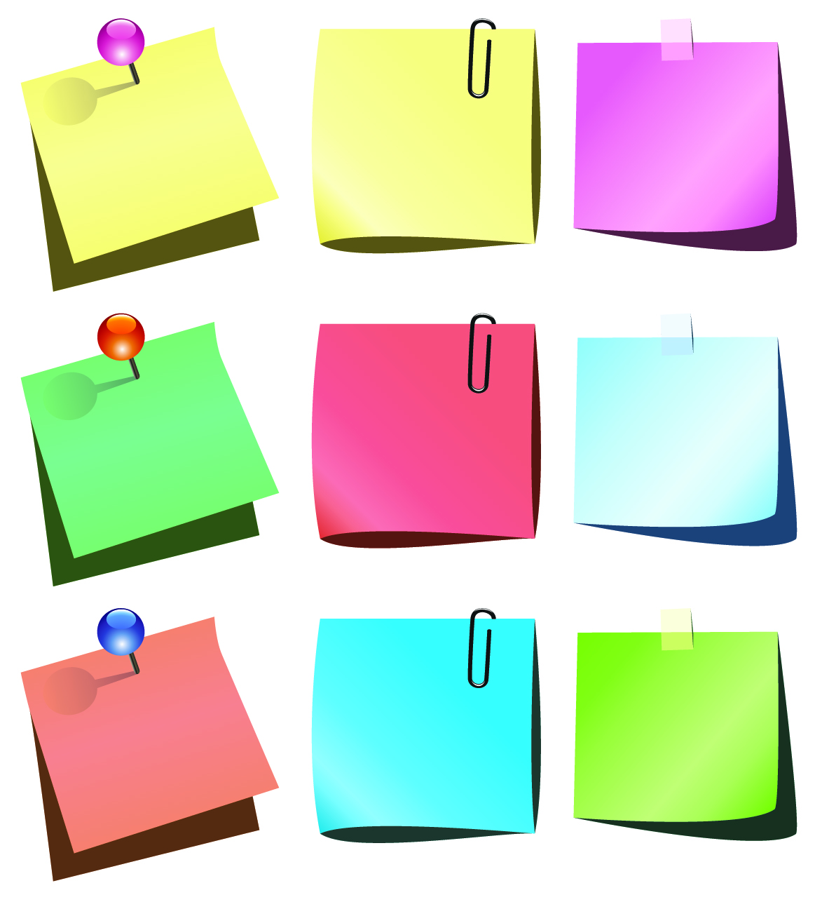 notes sticker templates modern colorful 3d sketch