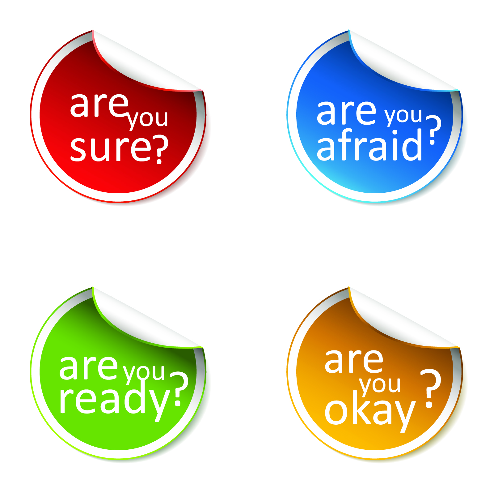 question labels templates modern 3d curled up