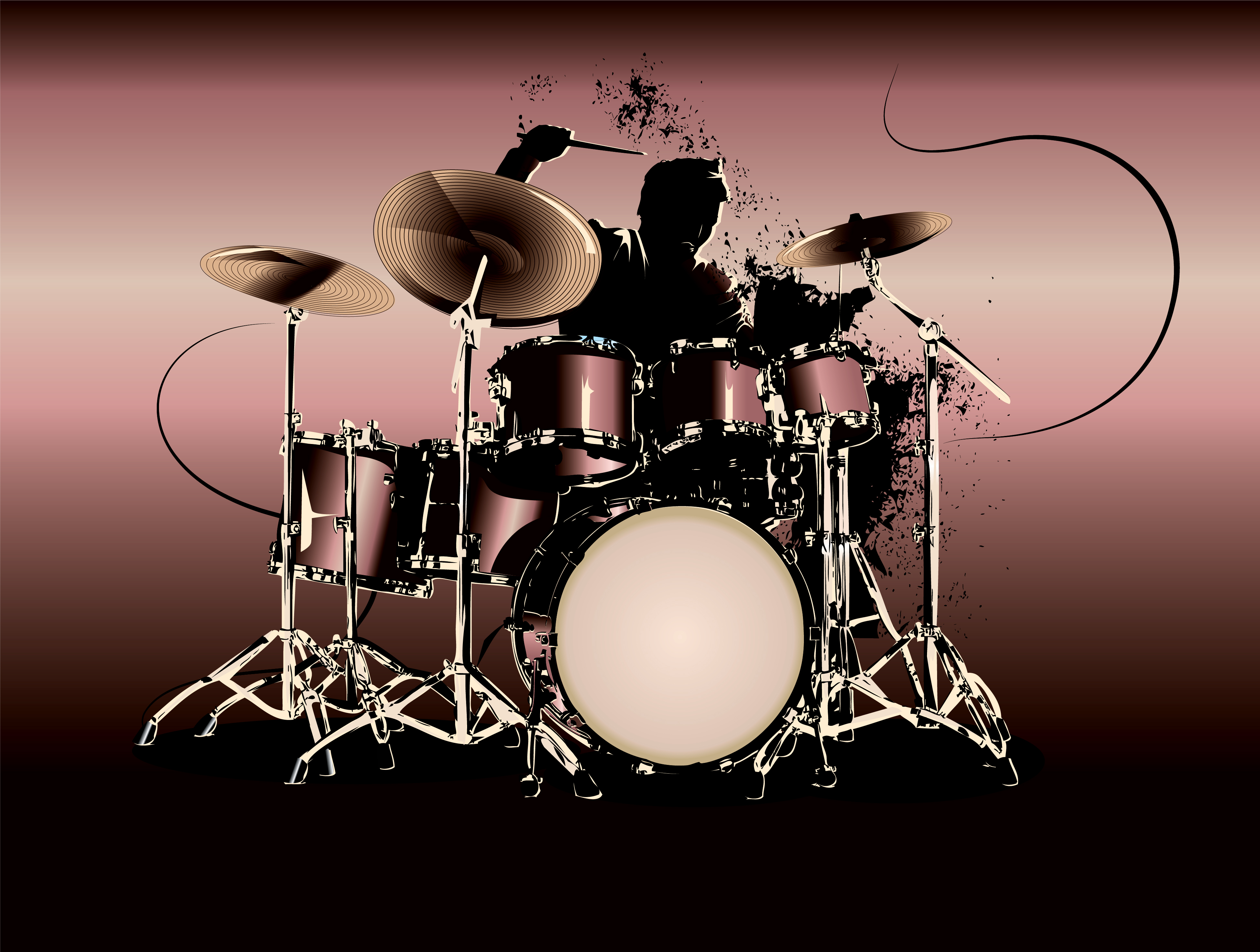 drum music icon dynamic grunge silhouette modern design