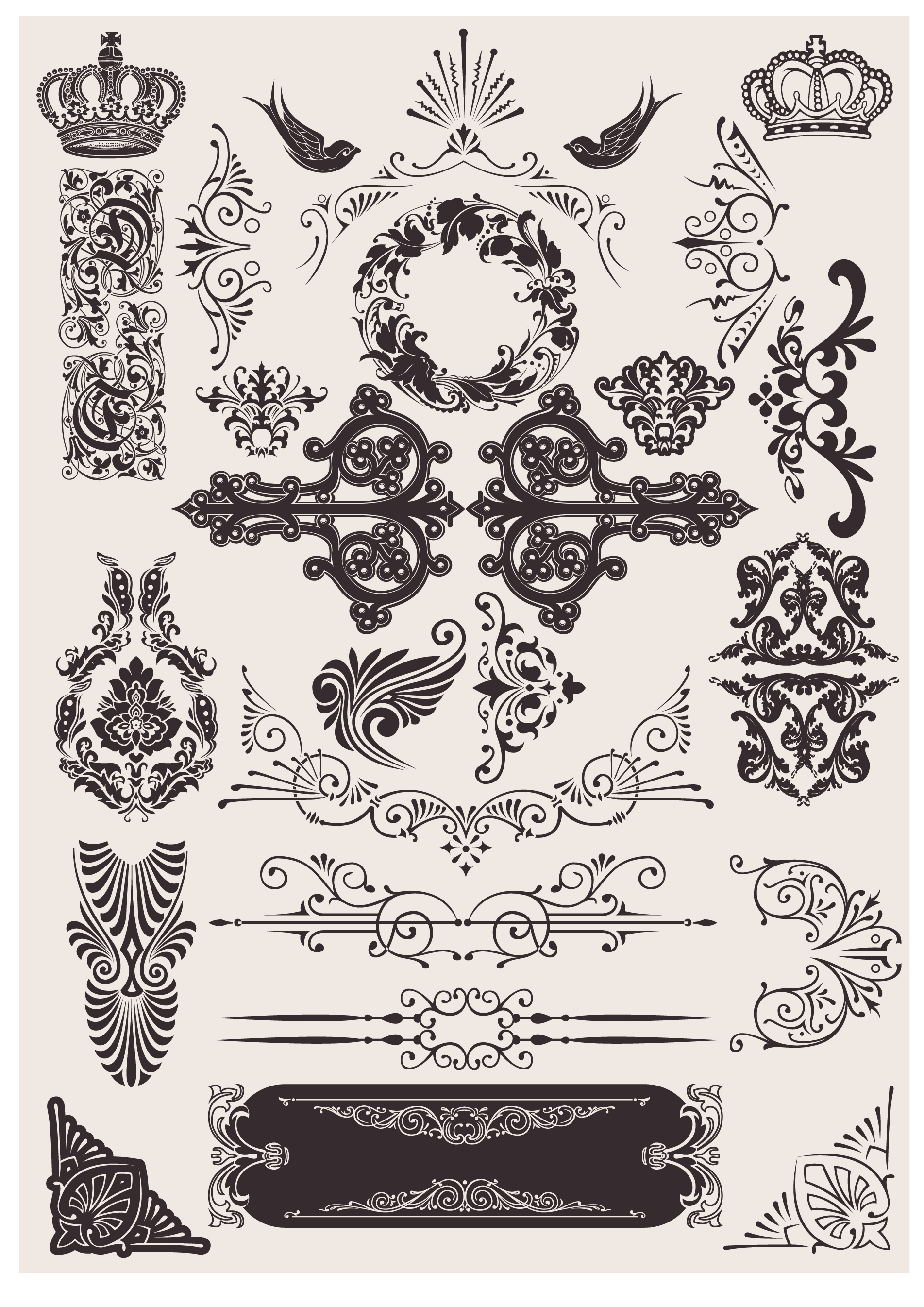 decorative elements elegant european imperial symbols