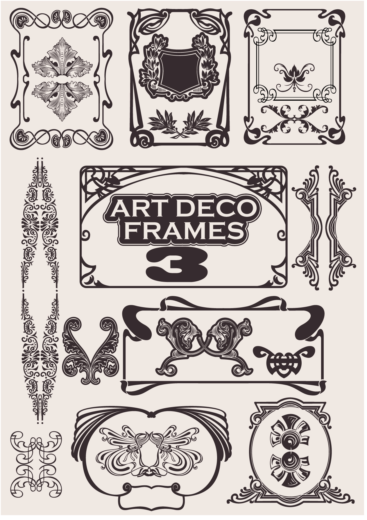 decorative frames elements elegant retro european symmetric shapes